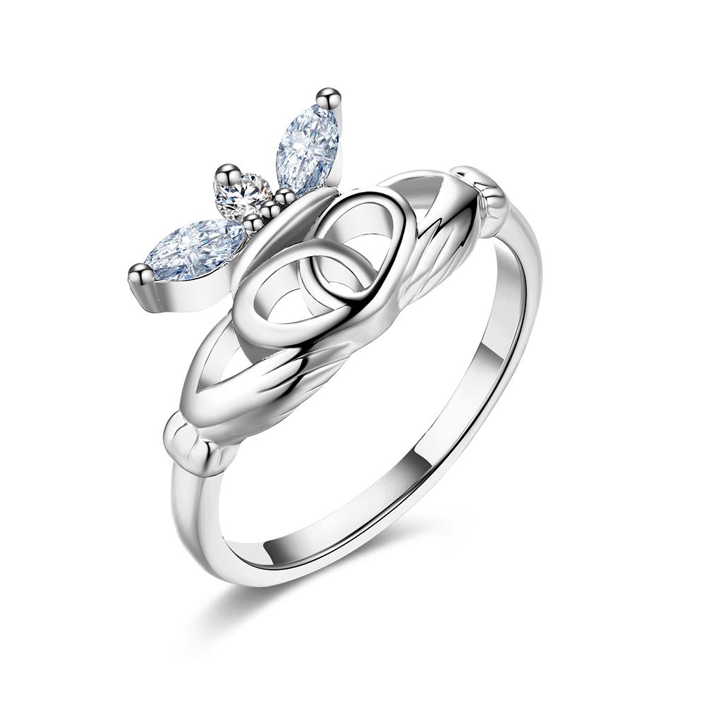 18K White Gold Plated Giovanna Ring made with  Crystals | Silver Milo