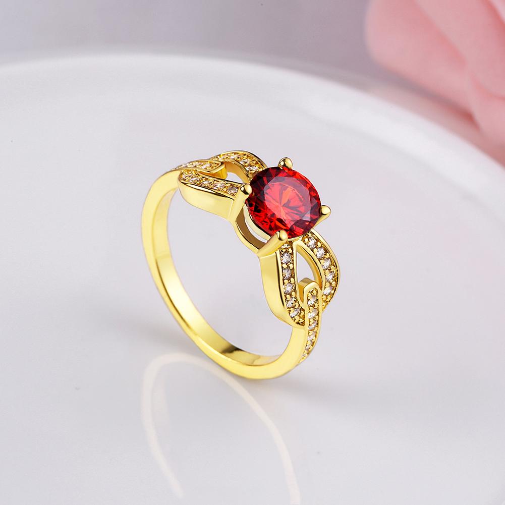 18K Gold Plated Lorena Red Infinity Ring made with  Crystals | Silver Milo