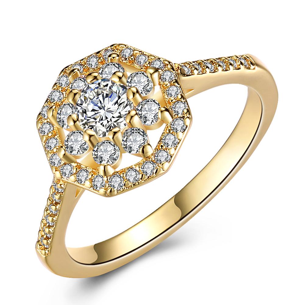 18K Gold Plated Fernanda Ring made with  Crystals | Silver Milo