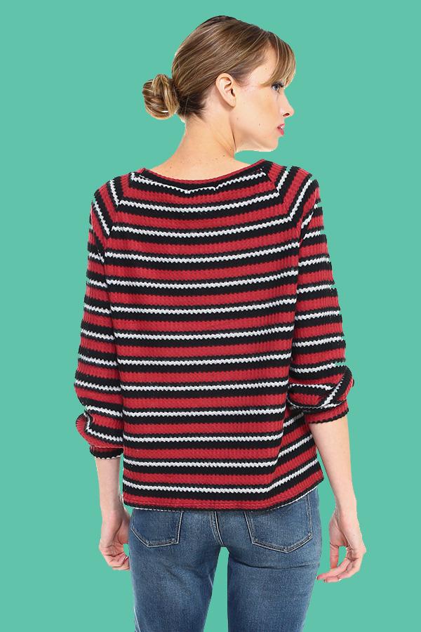 Multi Stripe Long Sleeve Pull On Top