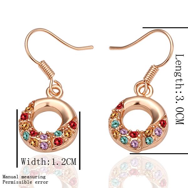 Rainbow Drop Donut Sprinkles Earring in 18K Rose Gold Plated