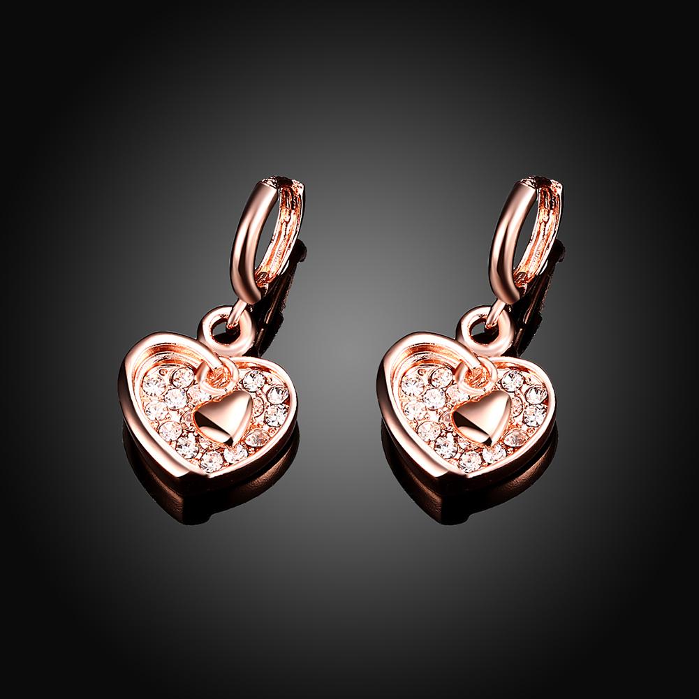 Heart Drop Earring in 18K Rose Gold Plated