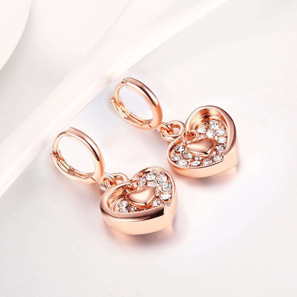 Heart Drop Earring in 18K Rose Gold Plated