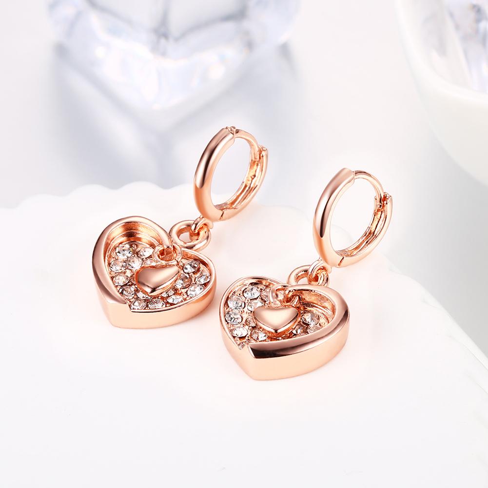 Heart Drop Earring in 18K Rose Gold Plated