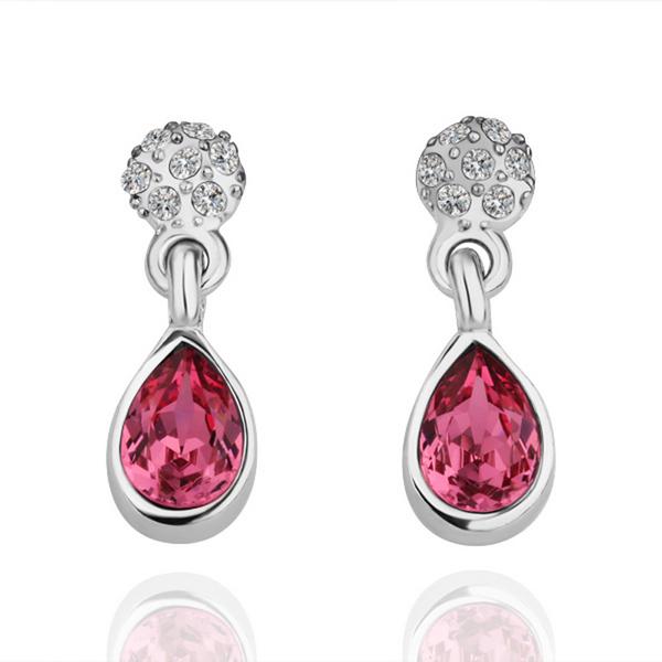 Pink Topaz Drop Earring in 18K Gold Plated