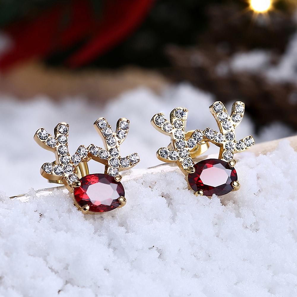 Pave Antlers Stud Earring in 18K Gold Plated Christmas Inspired