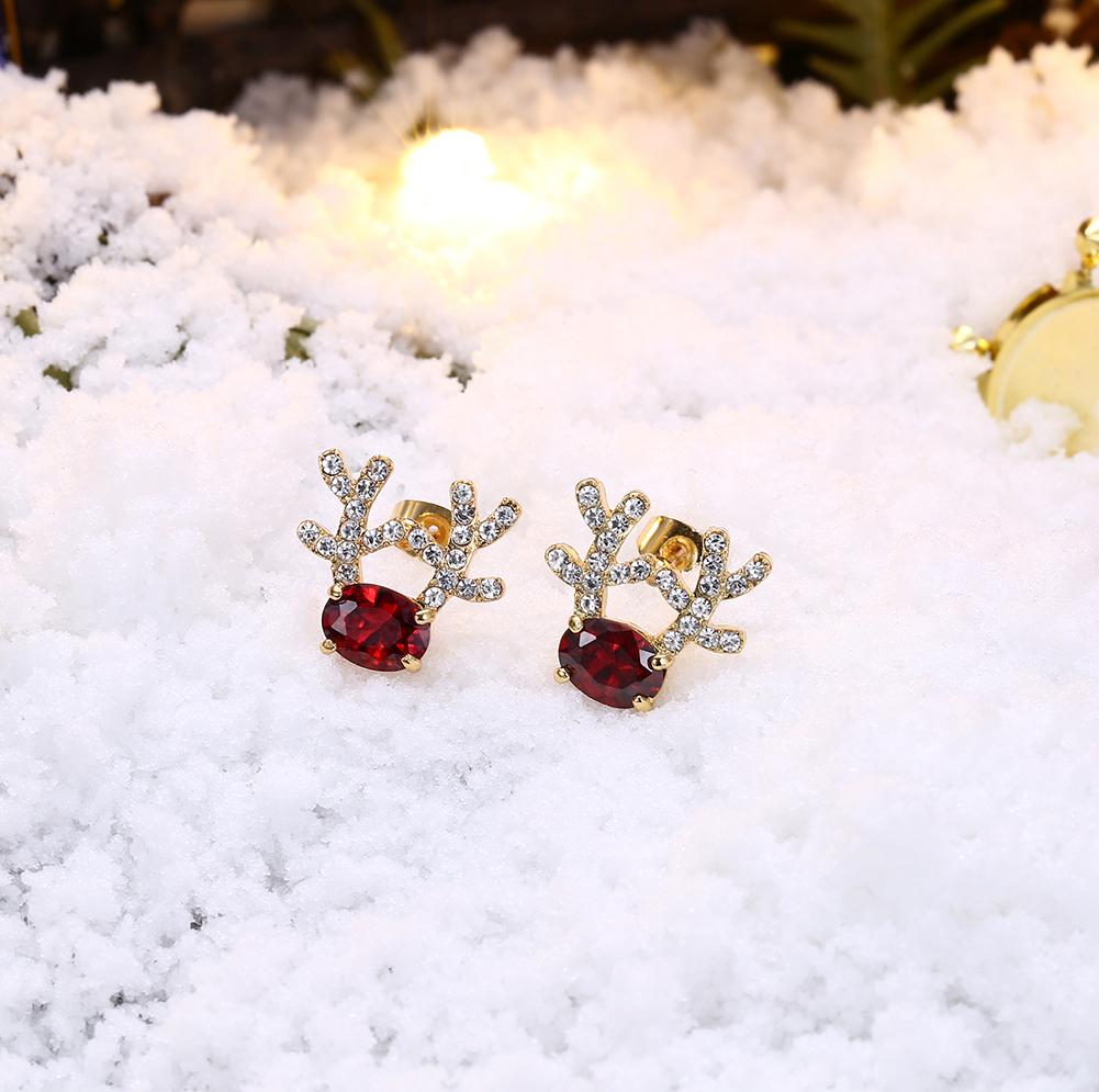 Pave Antlers Stud Earring in 18K Gold Plated Christmas Inspired