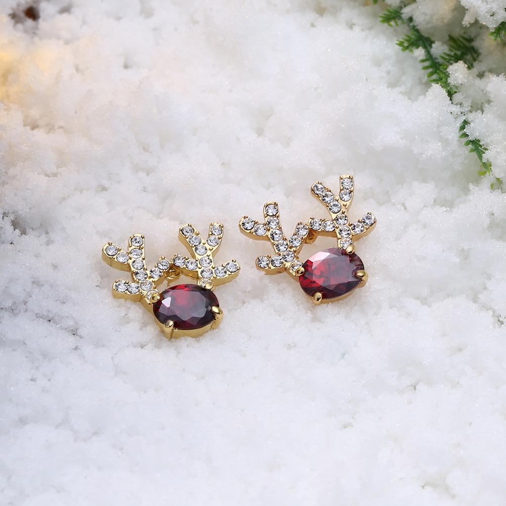 Pave Antlers Stud Earring in 18K Gold Plated Christmas Inspired