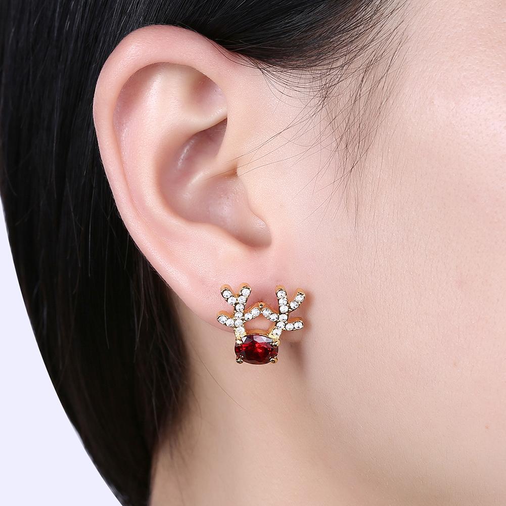 Pave Antlers Stud Earring in 18K Gold Plated Christmas Inspired