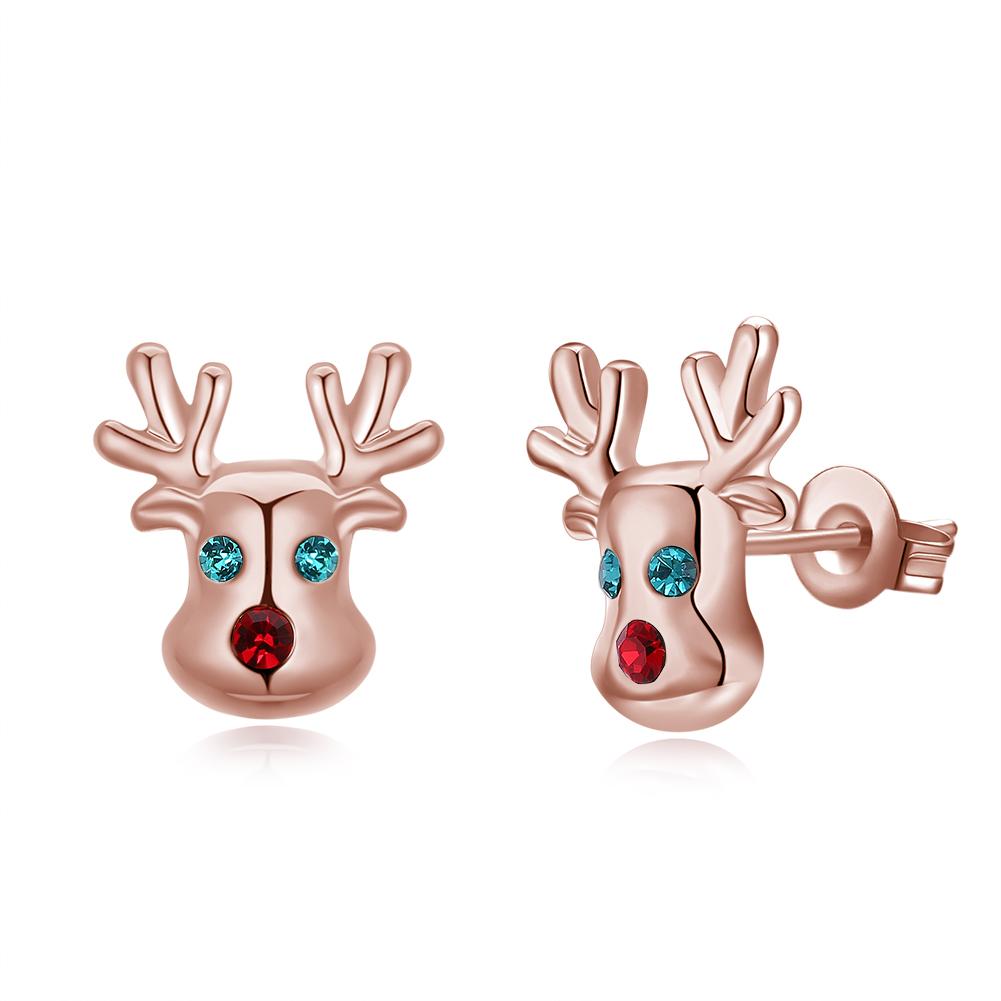 Reindeer Stud Earring in 18K Rose Gold Plated Christmas Inspired