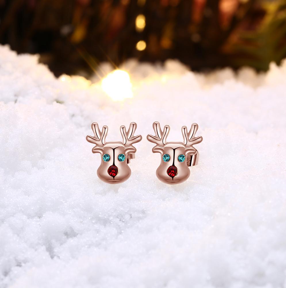 Reindeer Stud Earring in 18K Rose Gold Plated Christmas Inspired