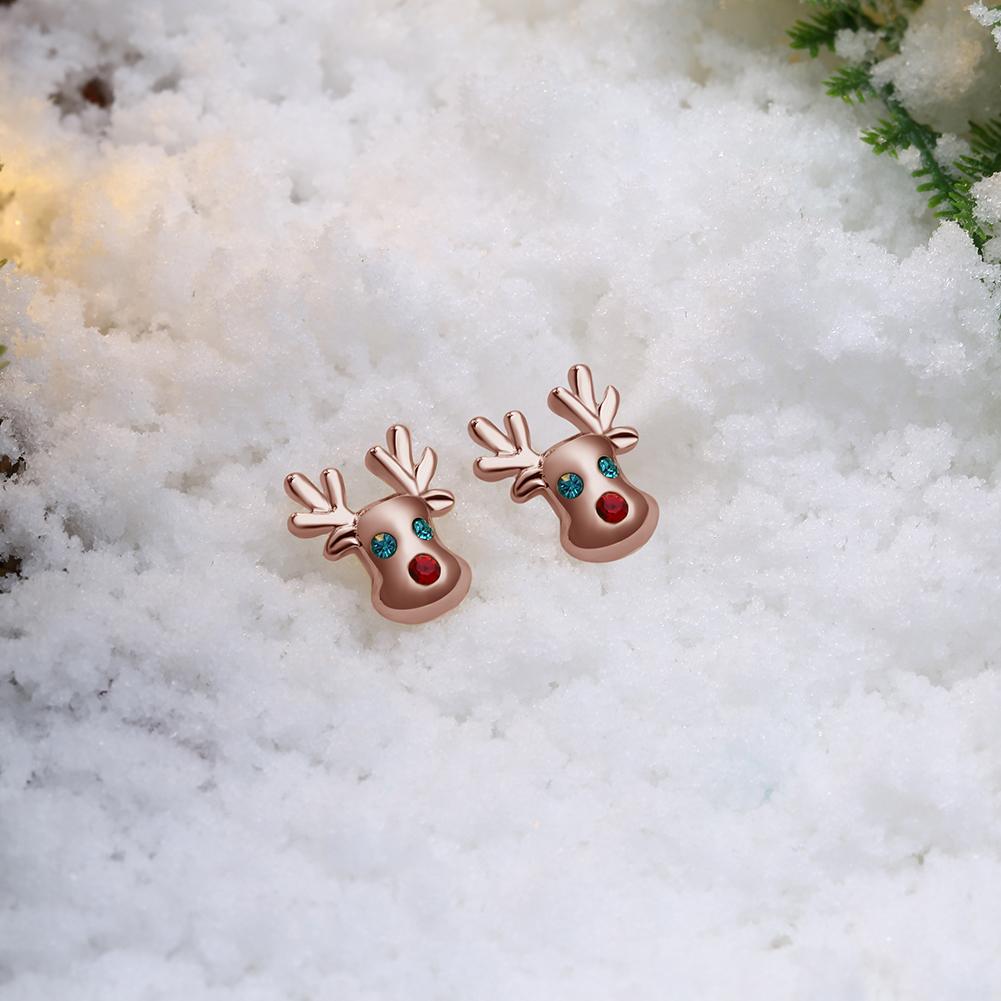 Reindeer Stud Earring in 18K Rose Gold Plated Christmas Inspired