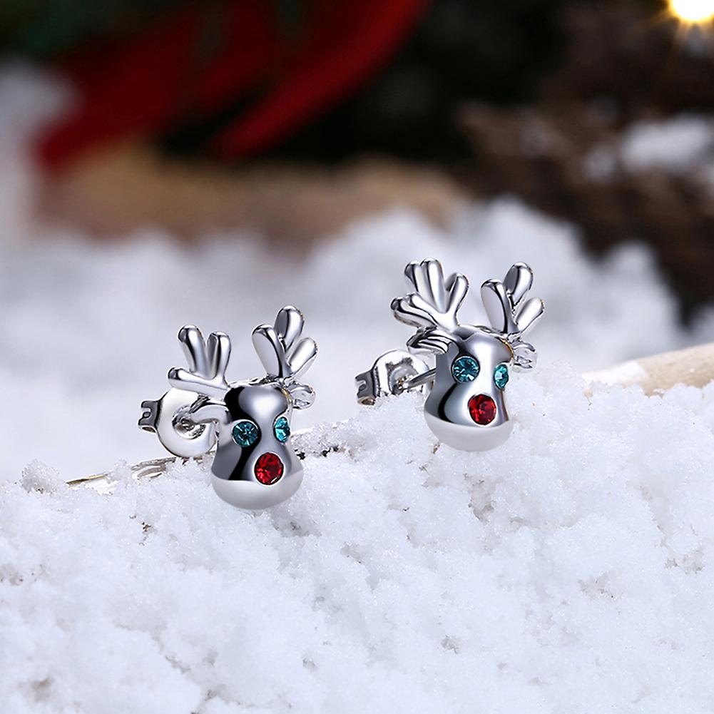 Reindeer Stud Earring in 18K White Gold Plated Christmas Inspired