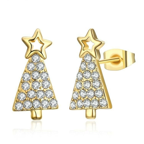 Crystal Filled Christmas Tree Stud Earrings