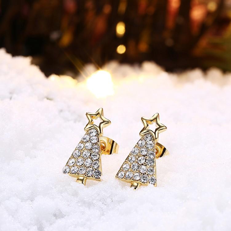 Crystal Filled Christmas Tree Stud Earrings