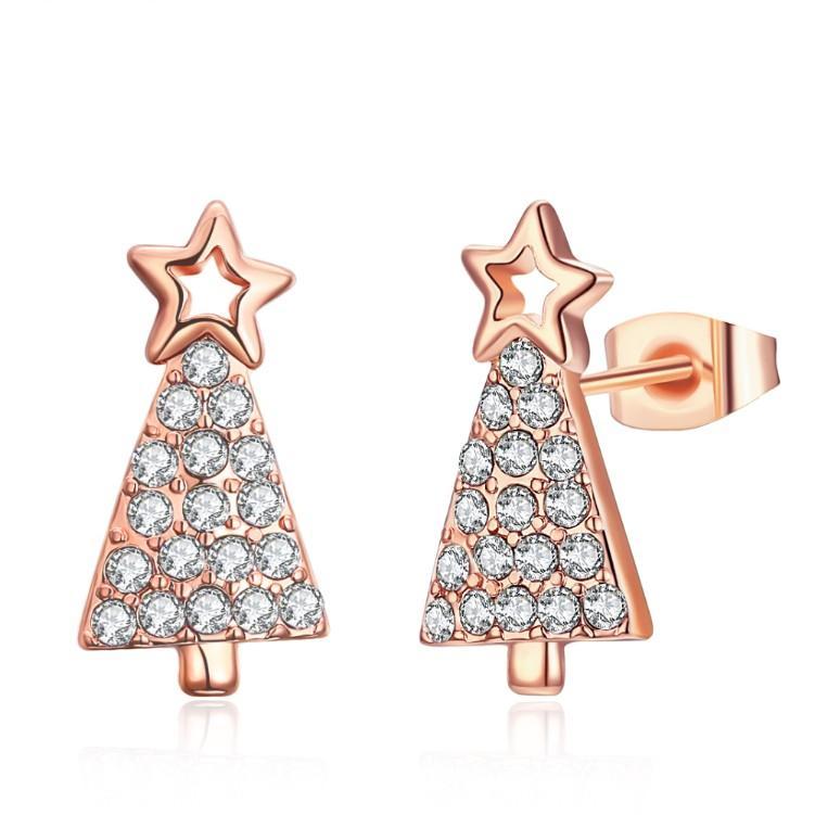 Crystal Filled Christmas Tree Stud Earrings