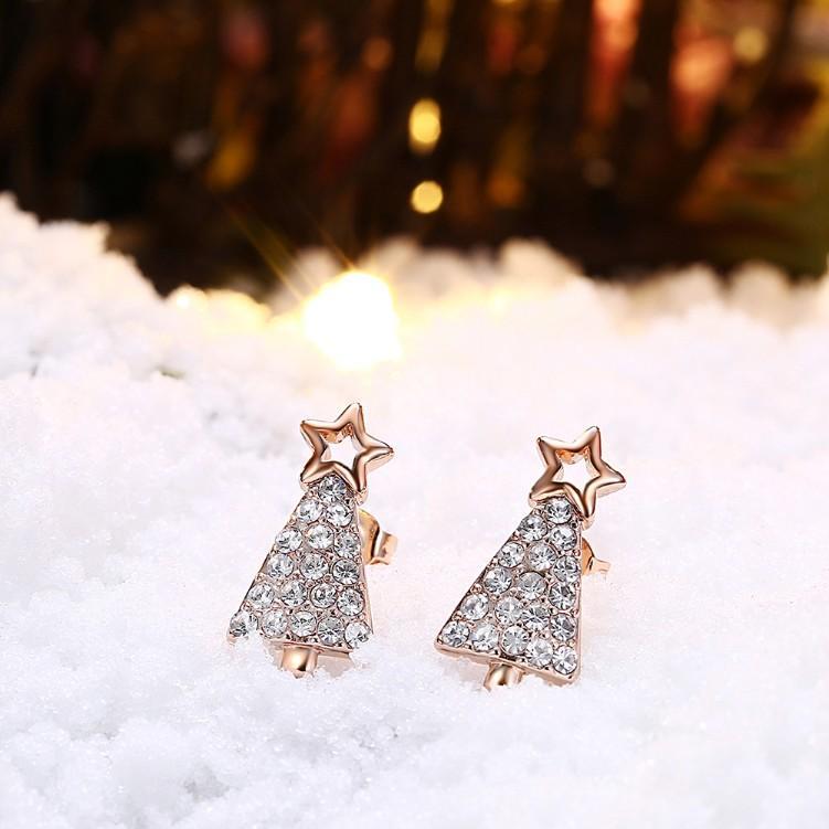 Crystal Filled Christmas Tree Stud Earrings