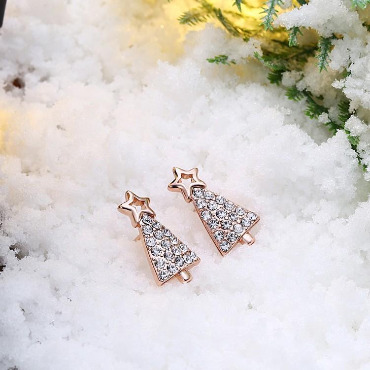 Crystal Filled Christmas Tree Stud Earrings