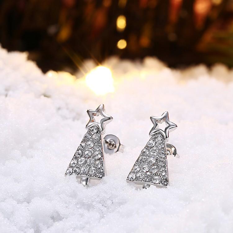 Crystal Filled Christmas Tree Stud Earrings