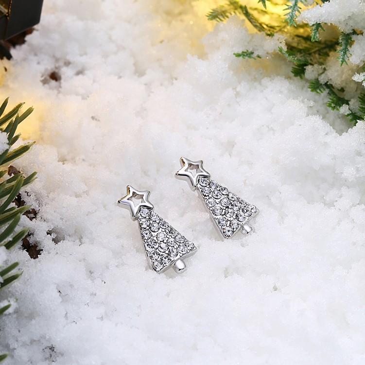 Crystal Filled Christmas Tree Stud Earrings