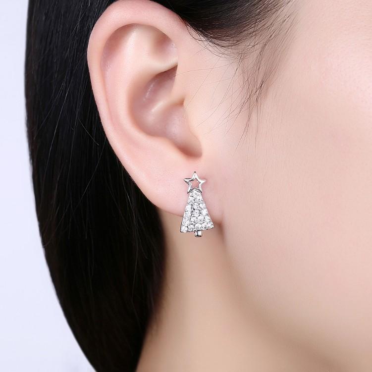 Crystal Filled Christmas Tree Stud Earrings