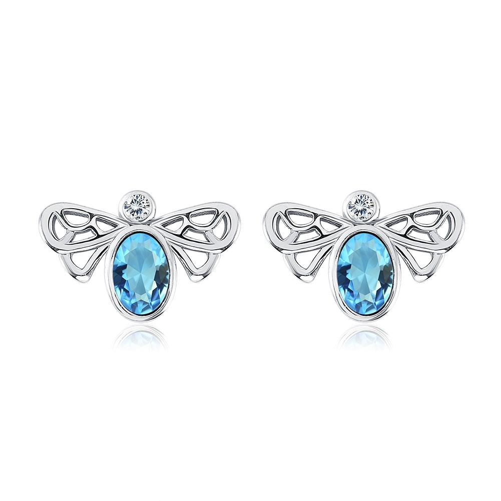 Bumble Bee Stud Earring in 18K White Gold Plated | Silver Milo