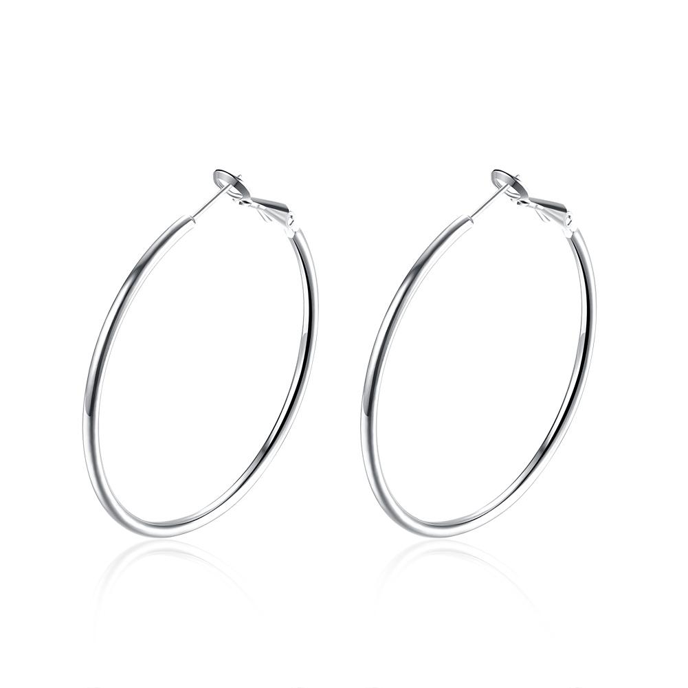 2" Round Hoop Earrings in 18K White  Gold Plated | Silver Milo