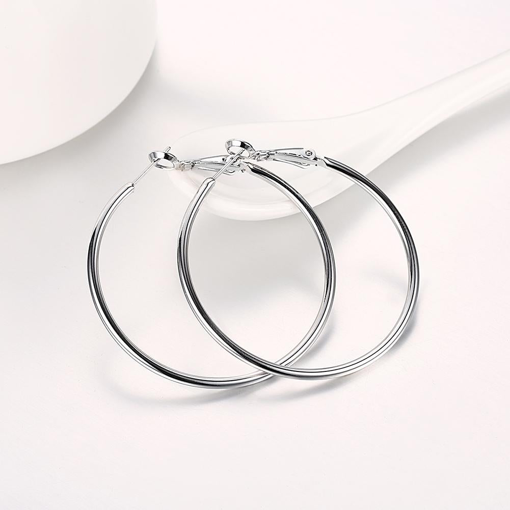 2" Round Hoop Earrings in 18K White  Gold Plated