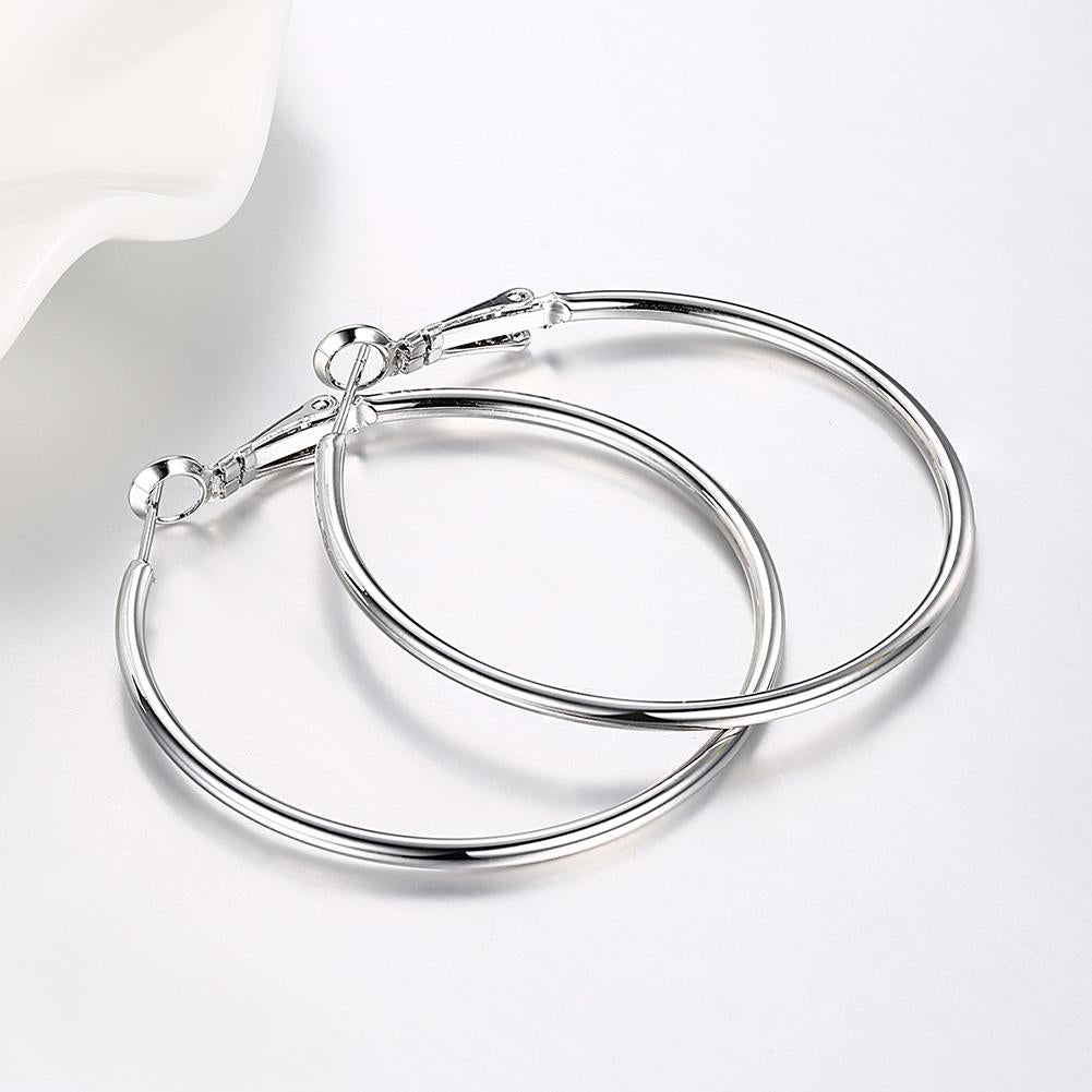 2" Round Hoop Earrings in 18K White  Gold Plated