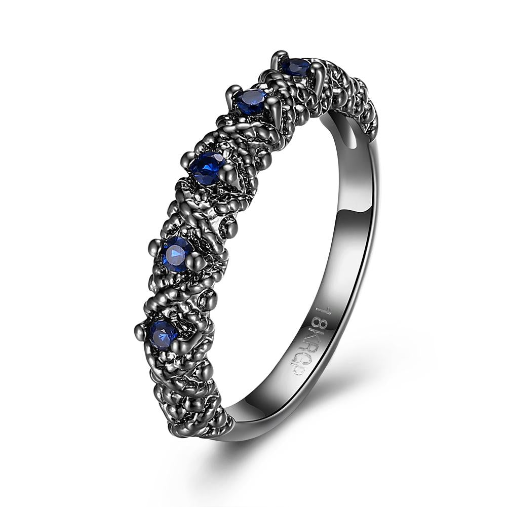 Blue & Black  Elements Multi-Mini Band Ring | Silver Milo