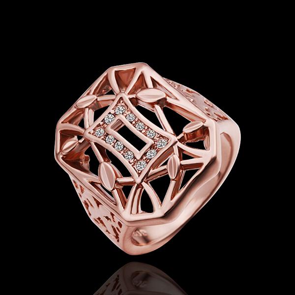 14K Rose Gold Plating White  Laser Cut- Matrix Square Ring | Silver Milo