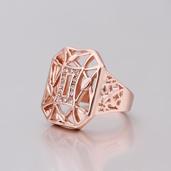 14K Rose Gold Plating White  Laser Cut- Matrix Square Ring