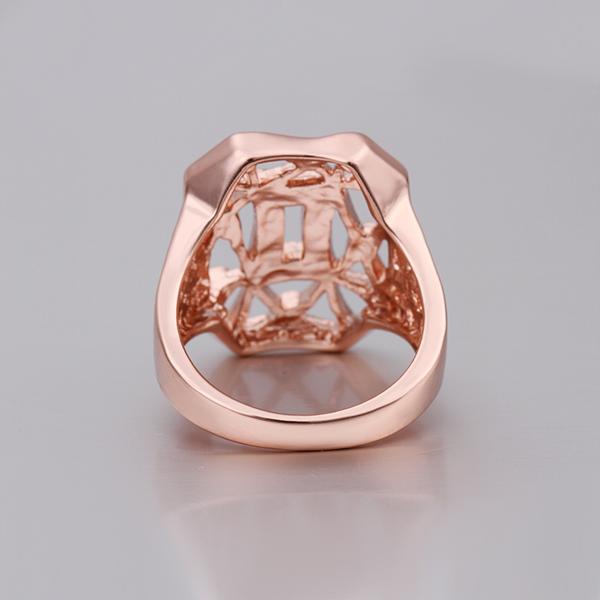 14K Rose Gold Plating White  Laser Cut- Matrix Square Ring