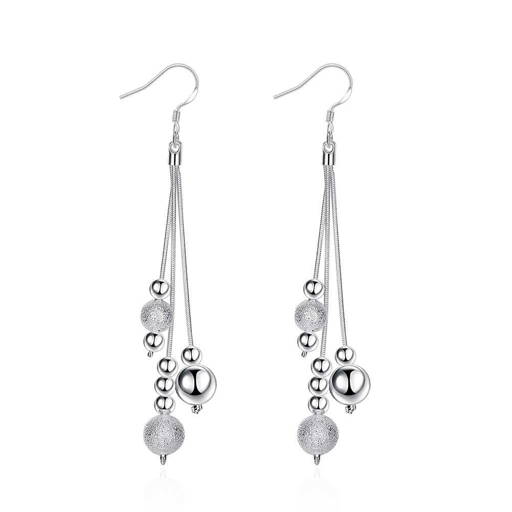 Ball Pearl Drop Earring in 18K White Gold Plated | Silver Milo