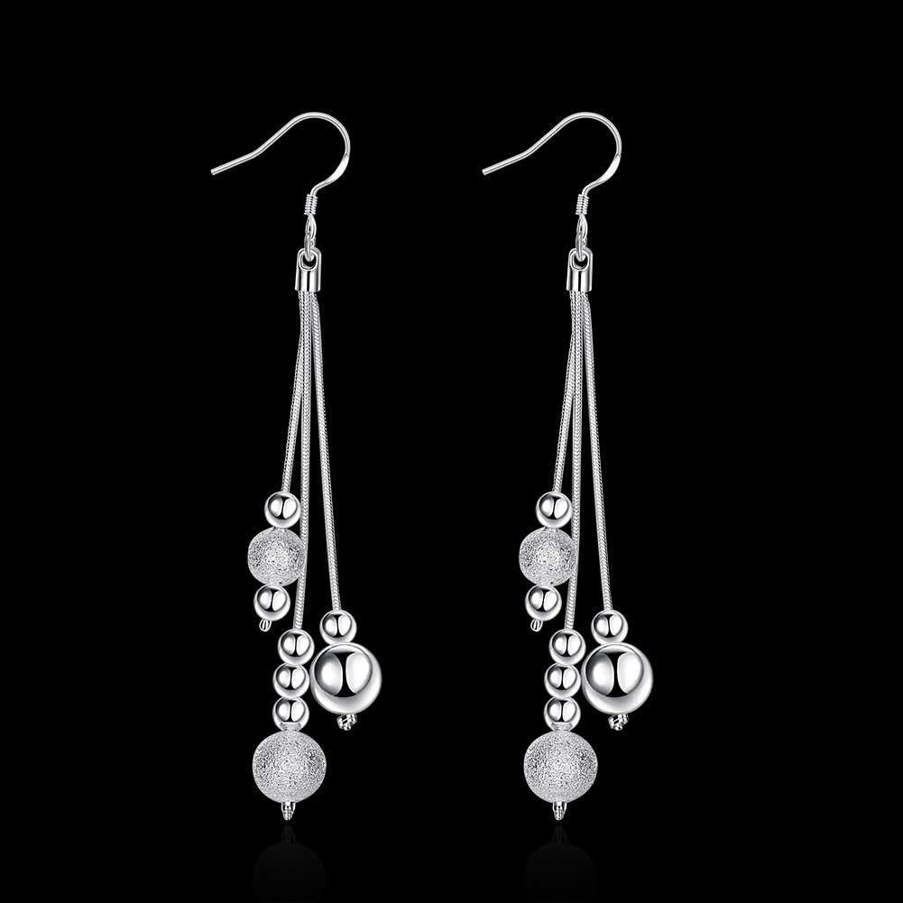 Ball Pearl Drop Earring in 18K White Gold Plated