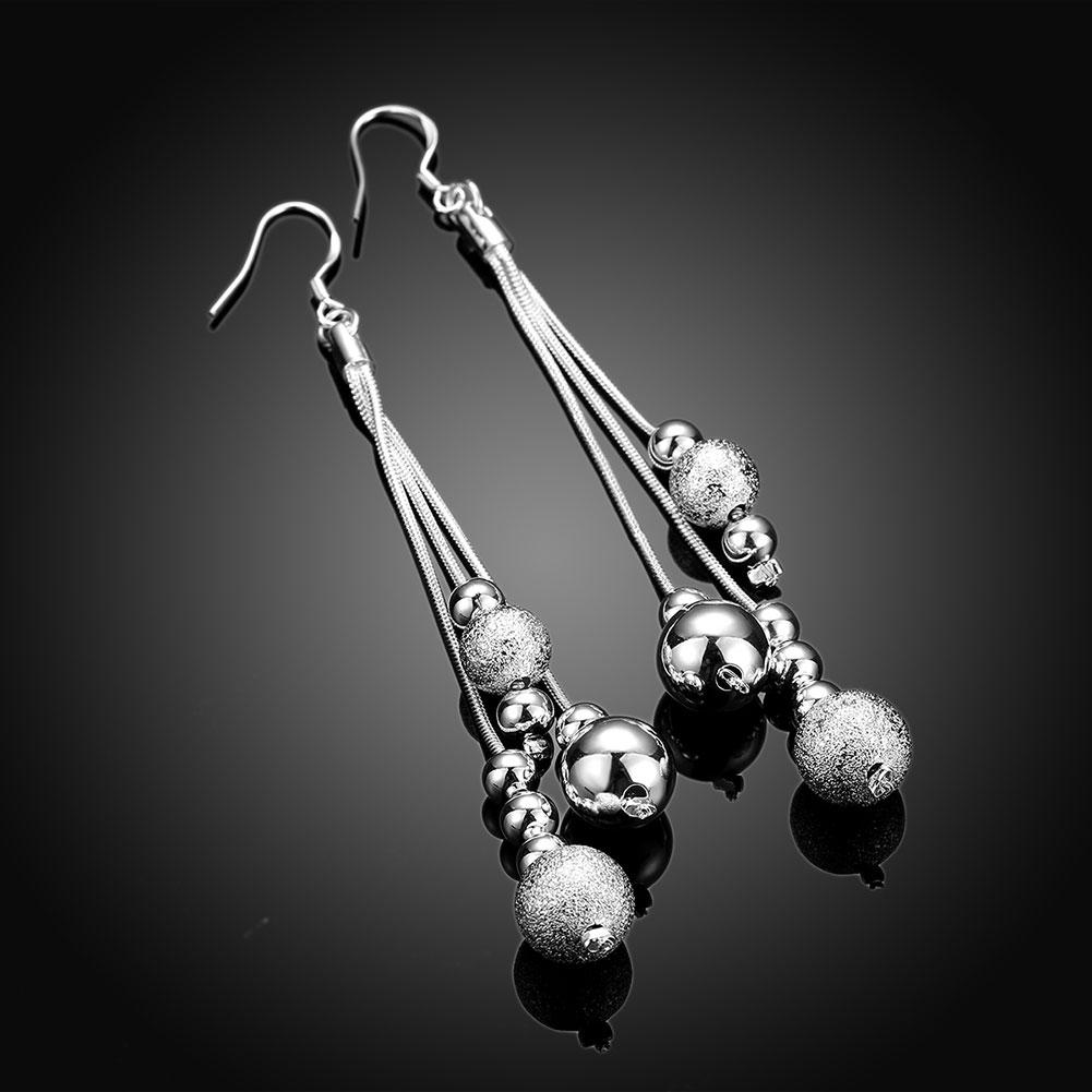 Ball Pearl Drop Earring in 18K White Gold Plated