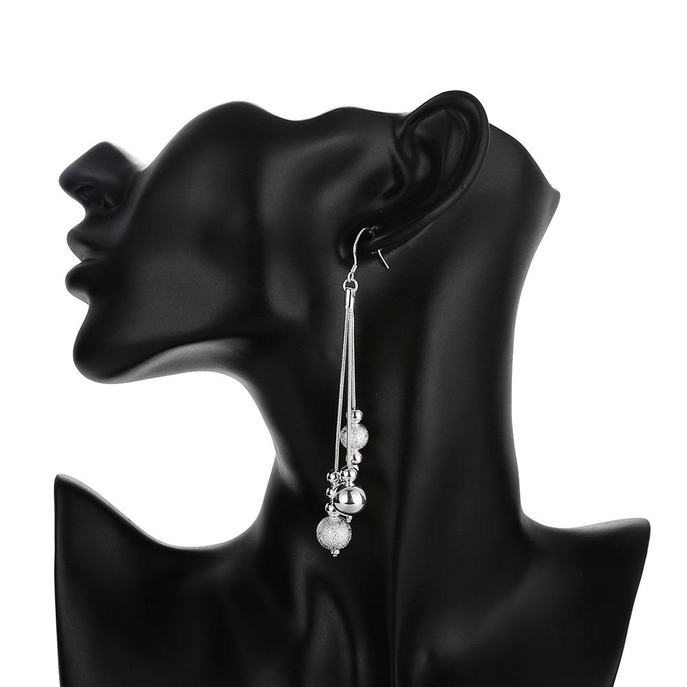 Ball Pearl Drop Earring in 18K White Gold Plated