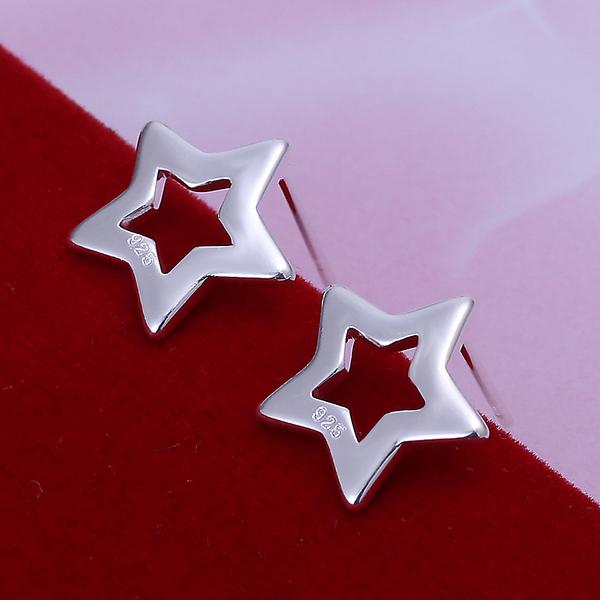 Star Stud Earring in 18K White Gold Plated