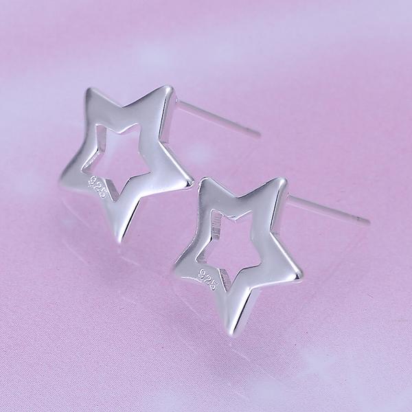 Star Stud Earring in 18K White Gold Plated | Silver Milo