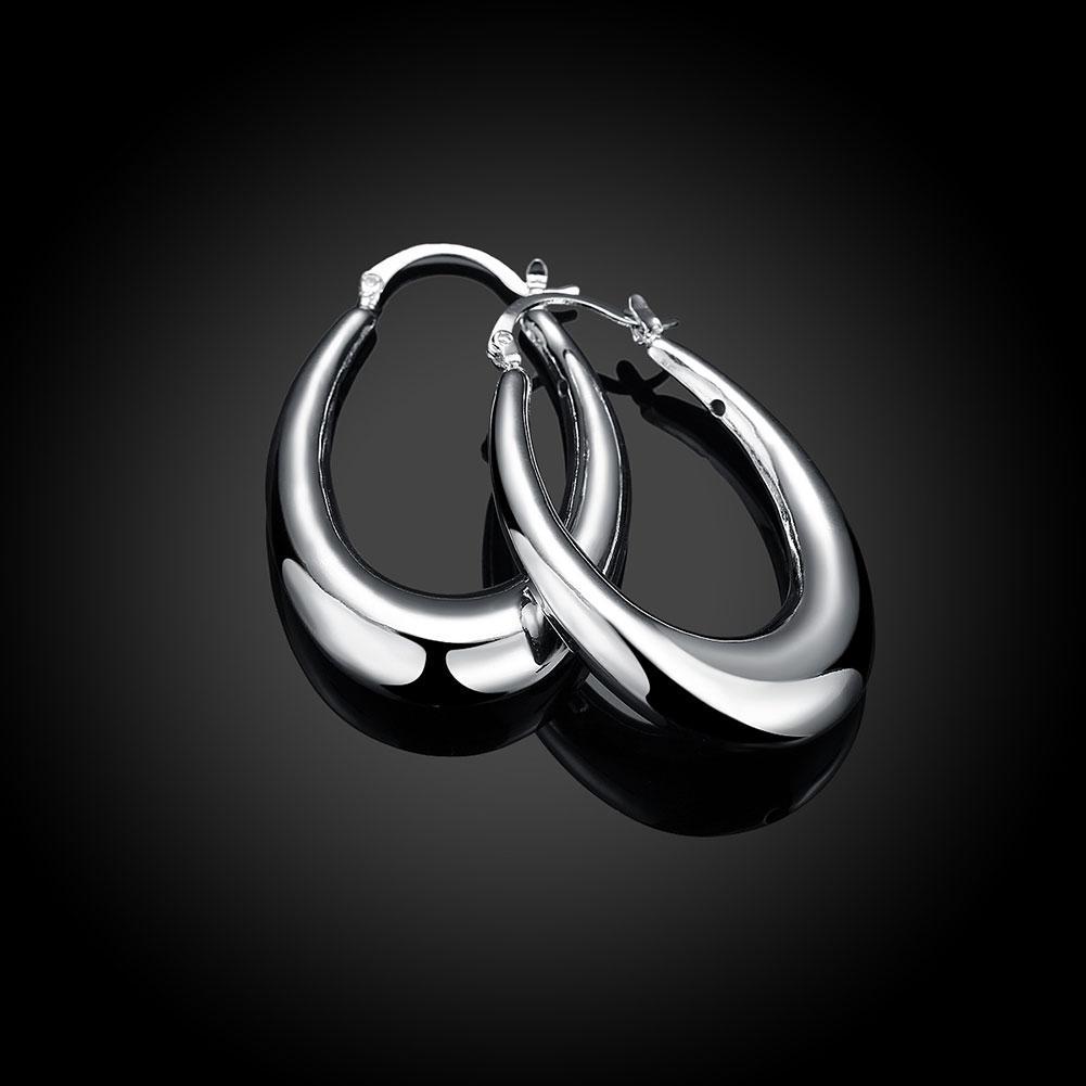 47mm Thick Cut Hoop Earring in 18K White Gold Plated | Silver Milo