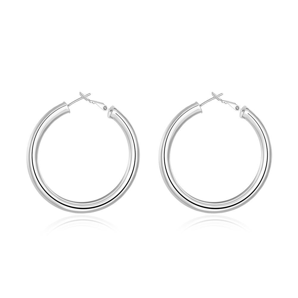 Round Tube Hoop Earring in 18K White Gold Plated | Silver Milo