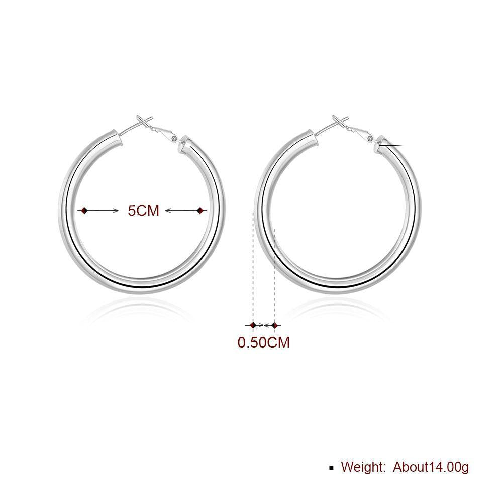 Round Tube Hoop Earring in 18K White Gold Plated