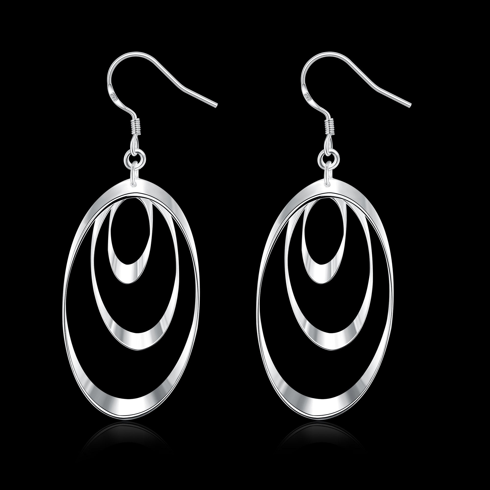 3 Layer Drop Earring in 18K White Gold Plated