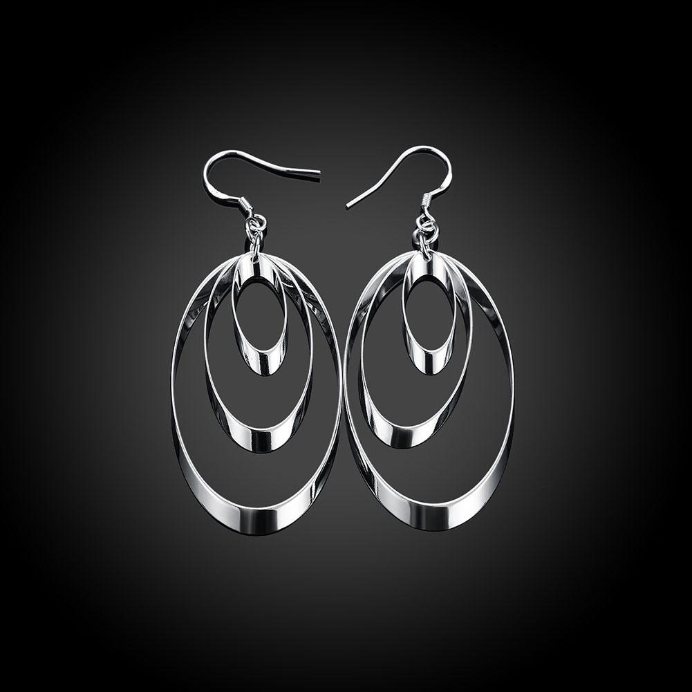 3 Layer Drop Earring in 18K White Gold Plated