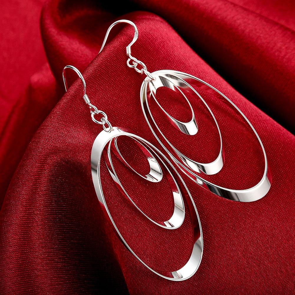 3 Layer Drop Earring in 18K White Gold Plated