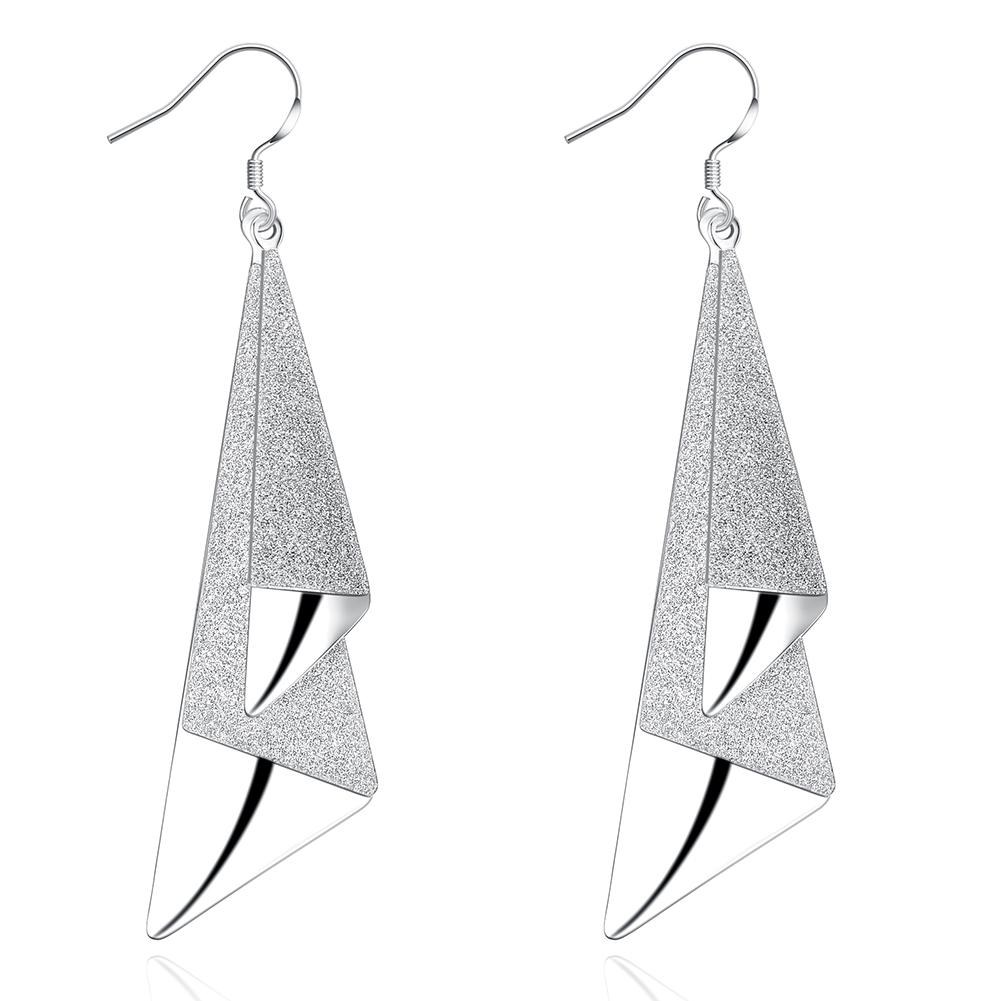 Triangle Drop Earring in 18K White Gold Plated