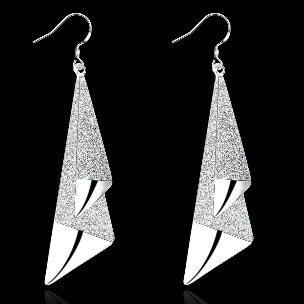 Triangle Drop Earring in 18K White Gold Plated