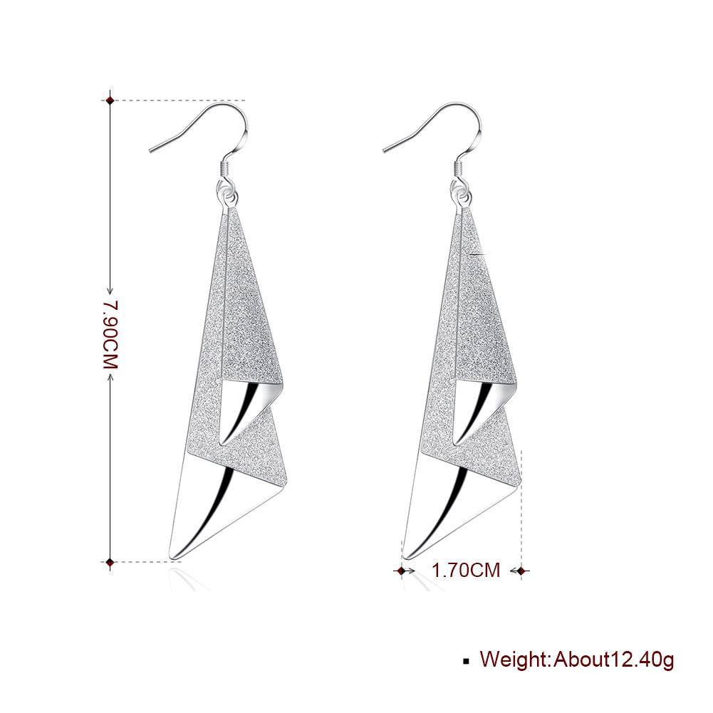 Triangle Drop Earring in 18K White Gold Plated