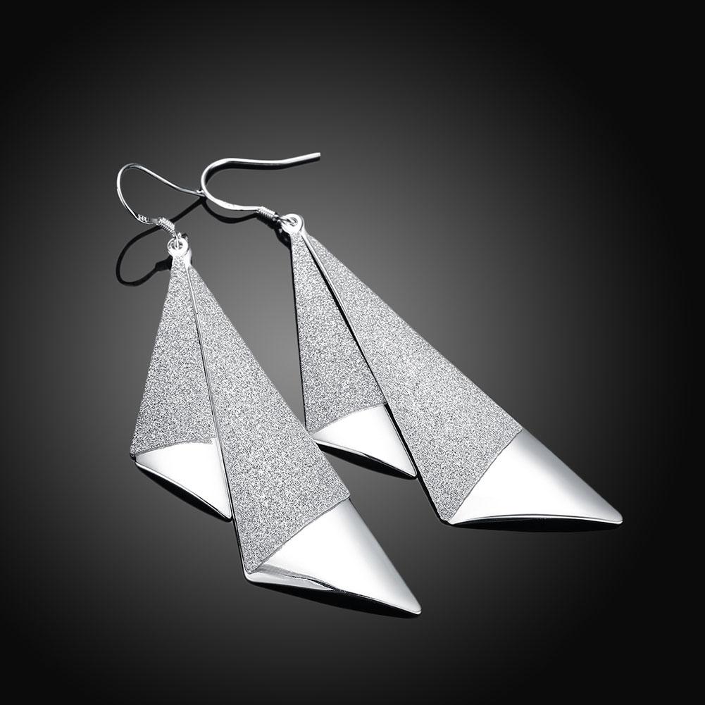 Triangle Drop Earring in 18K White Gold Plated | Silver Milo