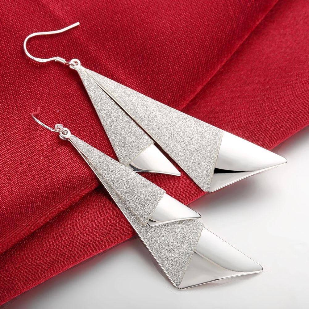 Triangle Drop Earring in 18K White Gold Plated